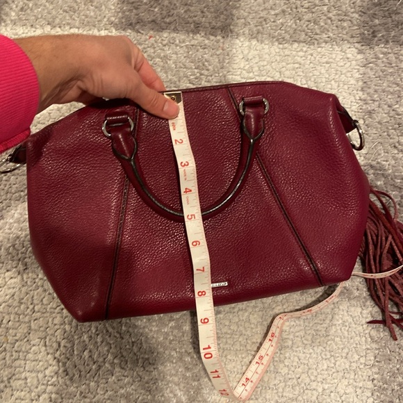 Rebecca Minkoff cranberry red leather satchel with large tassel - Picture 9 of 10